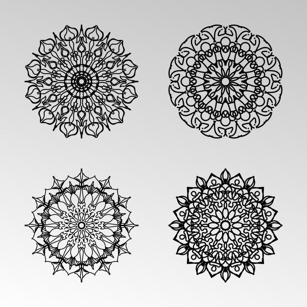 colecciones patrón circular en forma de mandala para henna, mehndi, tatuajes, decoraciones. decoración decorativa en estilo étnico oriental. página de libro para colorear. vector