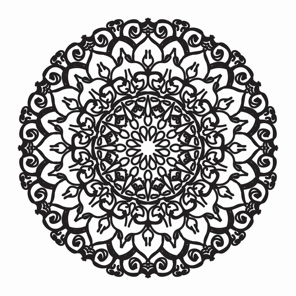 patrón circular en forma de mandala para henna, mehndi, tatuajes, decoraciones. decoración decorativa en estilo étnico oriental. página de libro para colorear. vector