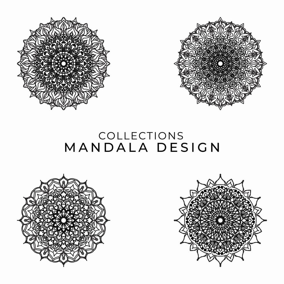 Collections Circular pattern in the form of a mandala for Henna, Mehndi, tattoos, decorations. Decorative decoration in ethnic oriental style. Coloring book page. vector