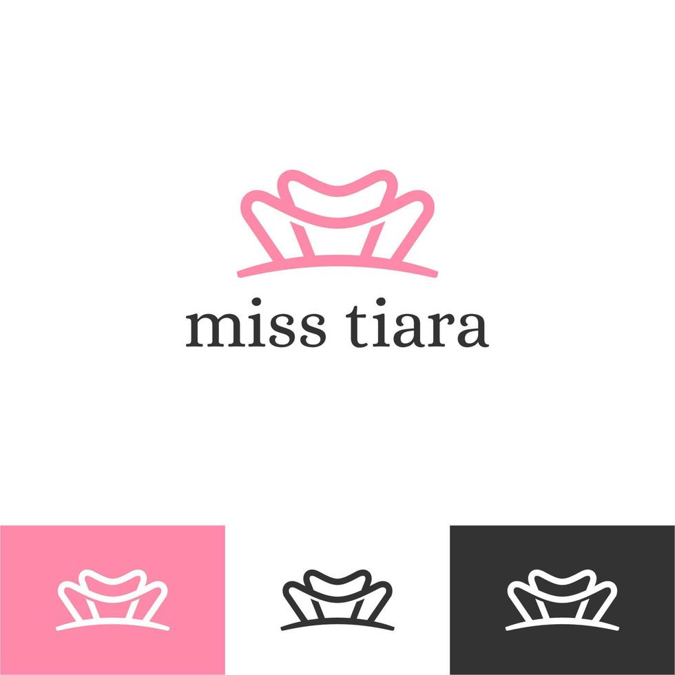 Símbolo del logotipo de la tiara de oro elegante vintage. marca de signo de logotipo real geométrico de lujo. abstracto cuidado de la belleza facial moda maquillaje cuidado de la piel cosmético icono diseño vectorial vector