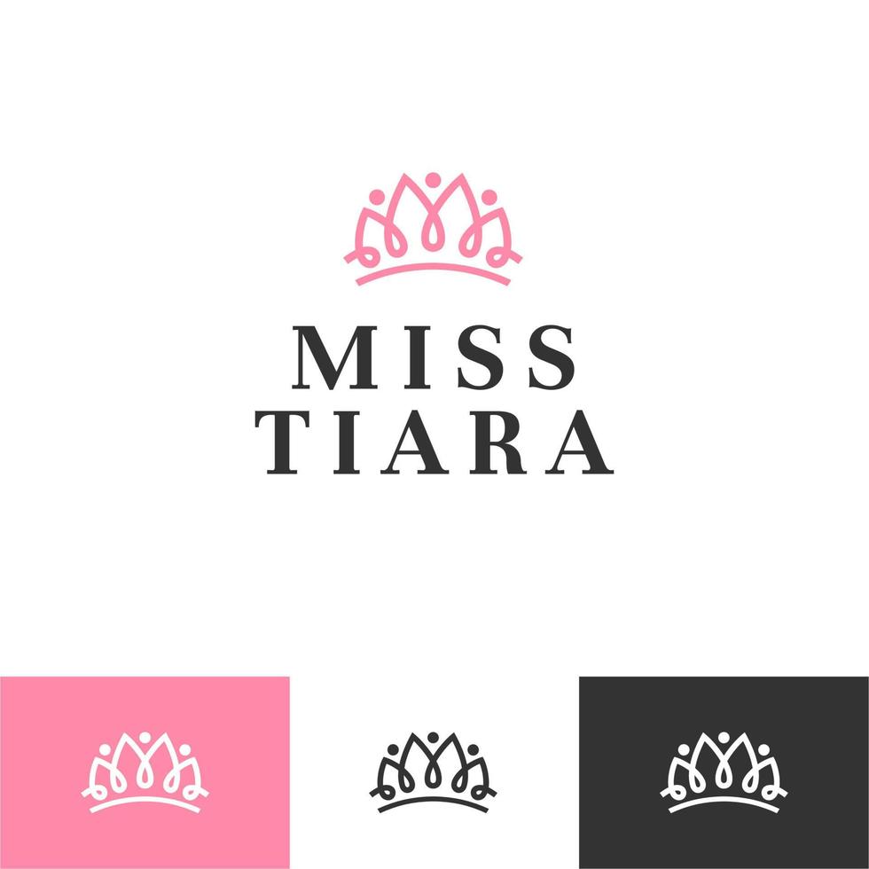 Vintage Elegant Gold Tiara Logo symbol. Luxury geometric royal logotype sign mark. Abstract beauty care facial fashion makeup skin care cosmetic icon vector design