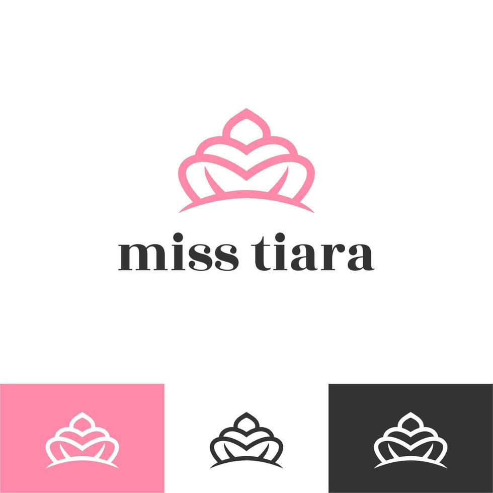 Símbolo del logotipo de la tiara de oro elegante vintage. marca de signo de logotipo real geométrico de lujo. abstracto cuidado de la belleza facial moda maquillaje cuidado de la piel cosmético icono diseño vectorial vector