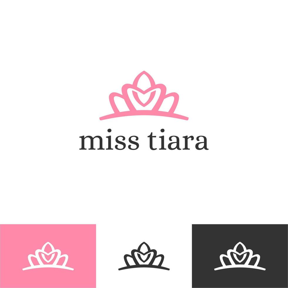 Símbolo del logotipo de la tiara de oro elegante vintage. marca de signo de logotipo real geométrico de lujo. abstracto cuidado de la belleza facial moda maquillaje cuidado de la piel cosmético icono diseño vectorial vector