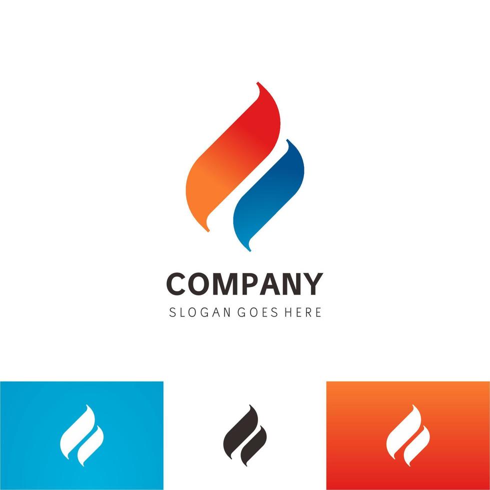 Modern Styled Fire flame water Logo Template vector icon Oil gas and energy logo concept