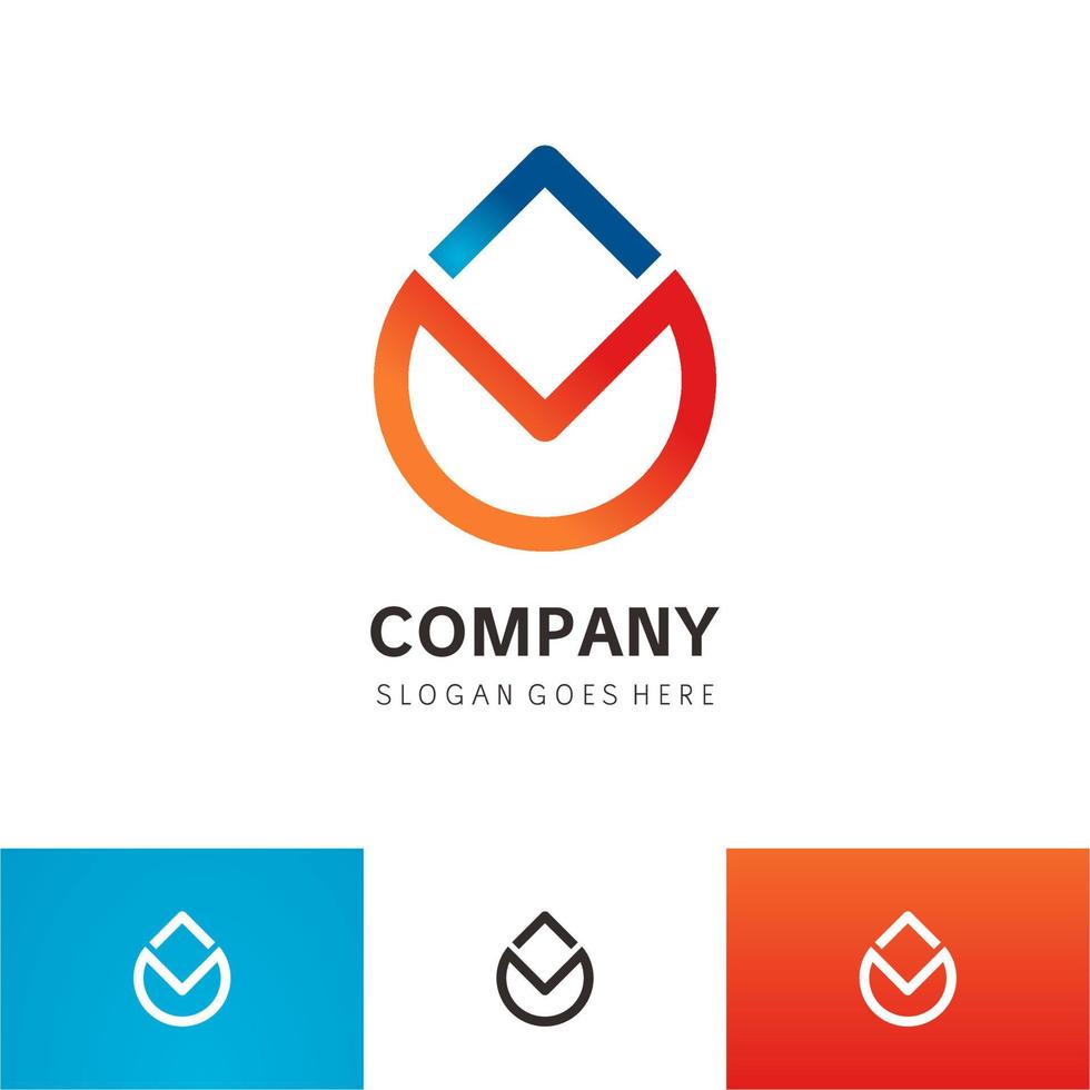 Modern Styled Fire flame water Logo Template vector icon Oil gas and energy logo concept