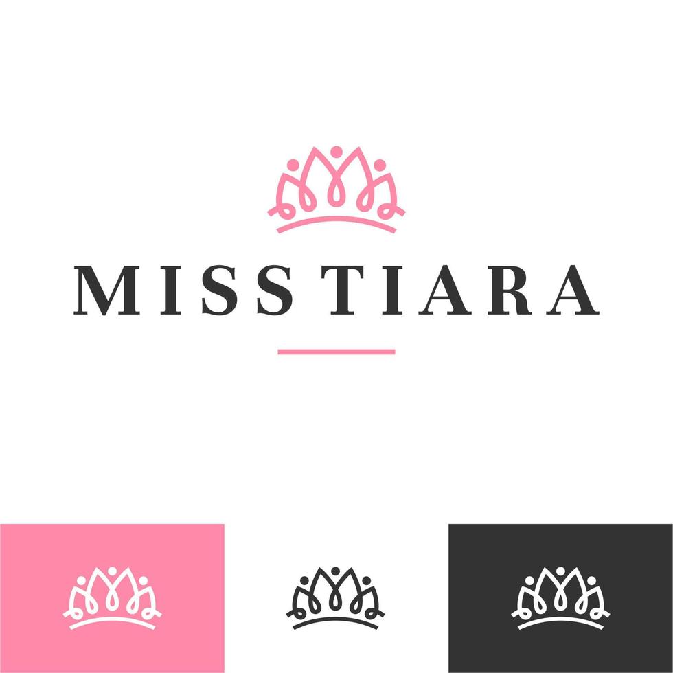 Símbolo del logotipo de la tiara de oro elegante vintage. marca de signo de logotipo real geométrico de lujo. abstracto belleza cuidado facial moda maquillaje piel cuidado cosmético icono vector