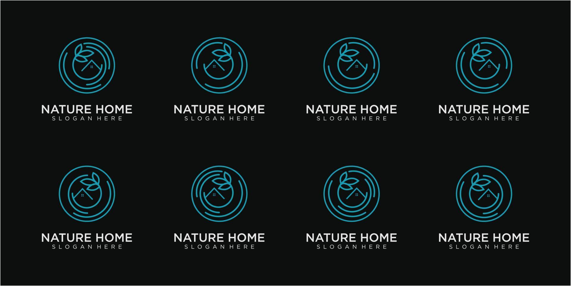 conjunto de plantilla de diseño de logotipo de la casa de la naturaleza vector