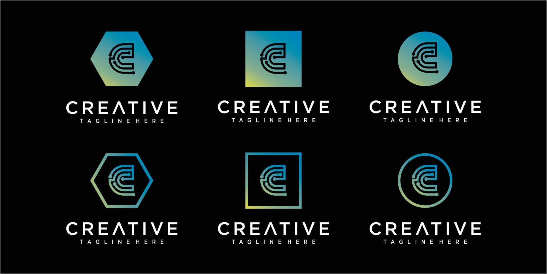 Colorful initial C logo design inspirations vector