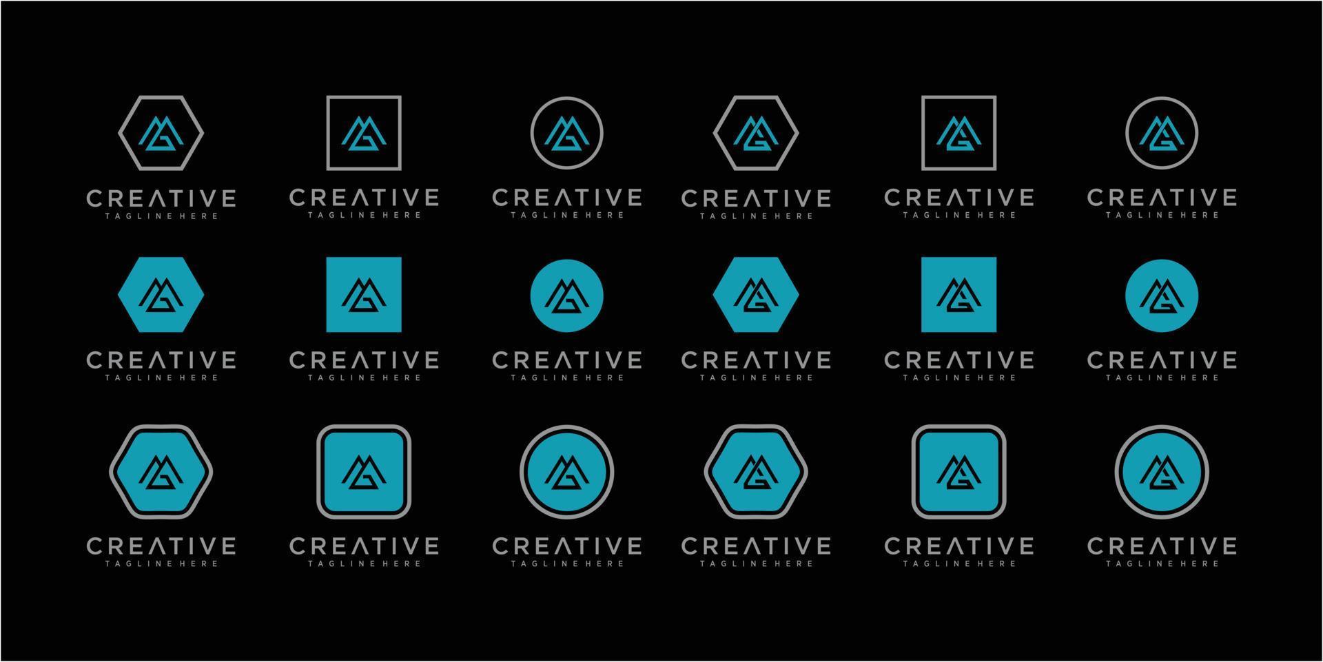 Set of awesome letter GM logo design template vector