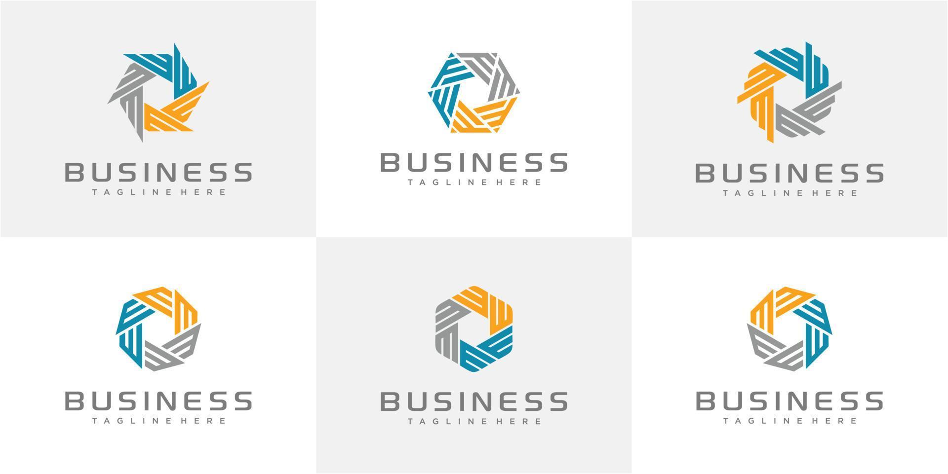 conjunto de inspiraciones de diseño de logotipo de la comunidad de letra e colorida vector