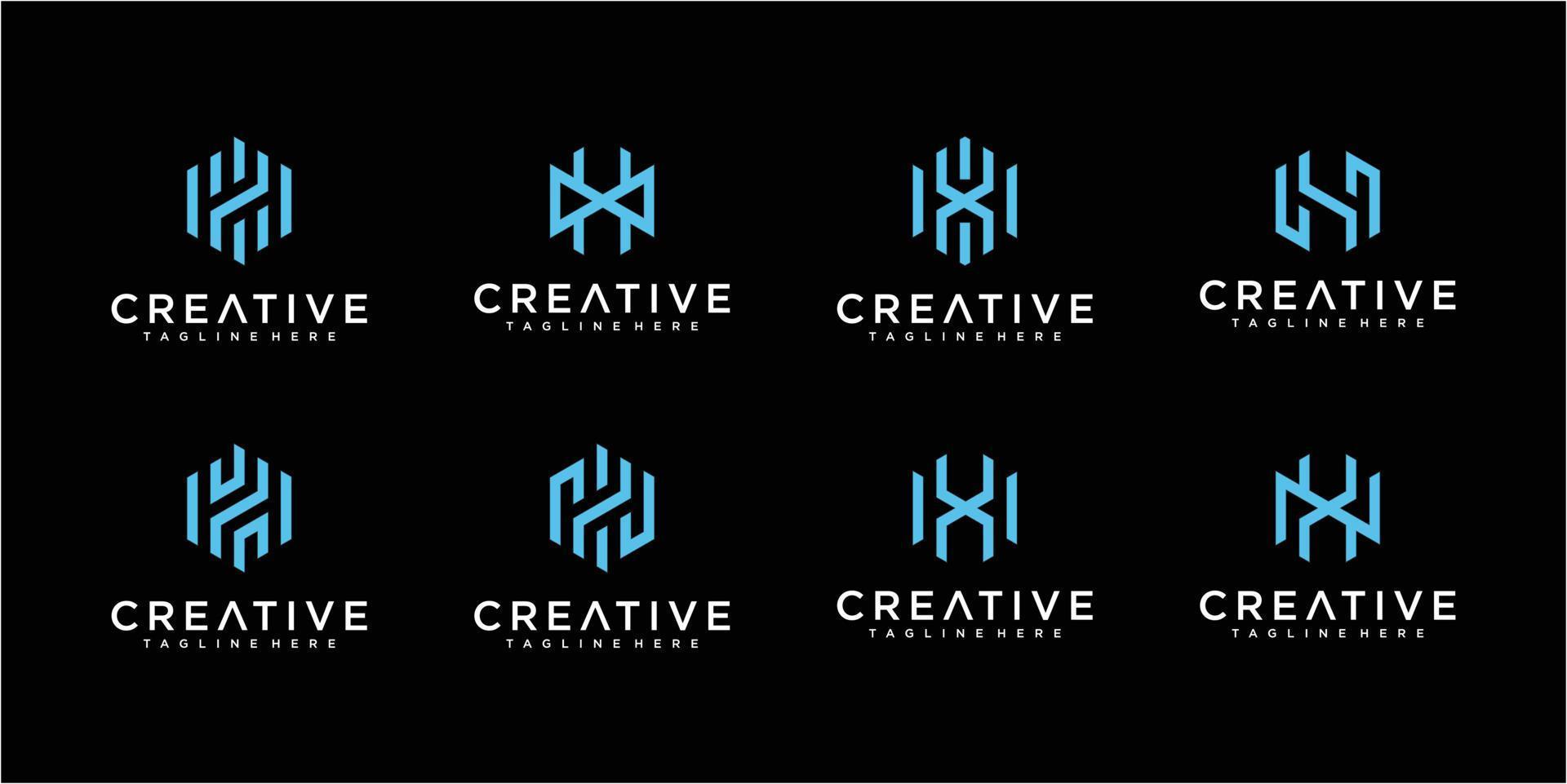 Set of Letter  H logo design collections. Monogram logo design collection vector