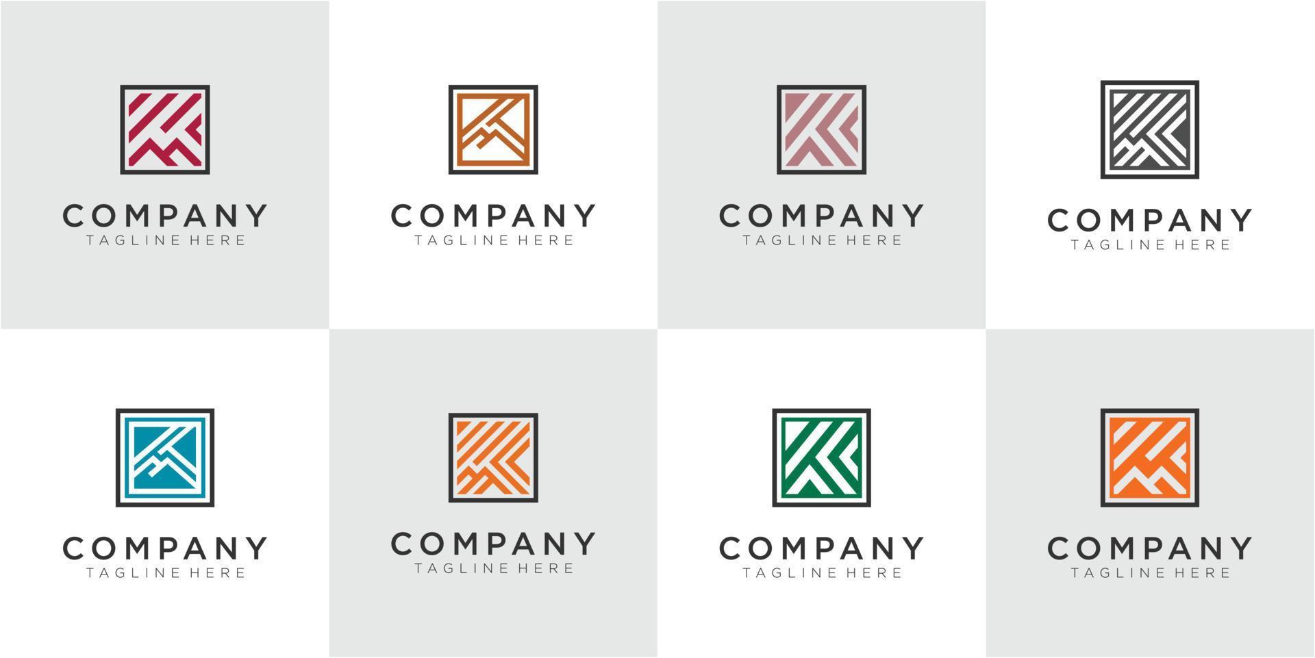 Set of Creative line Letter K logo design inspirations vector