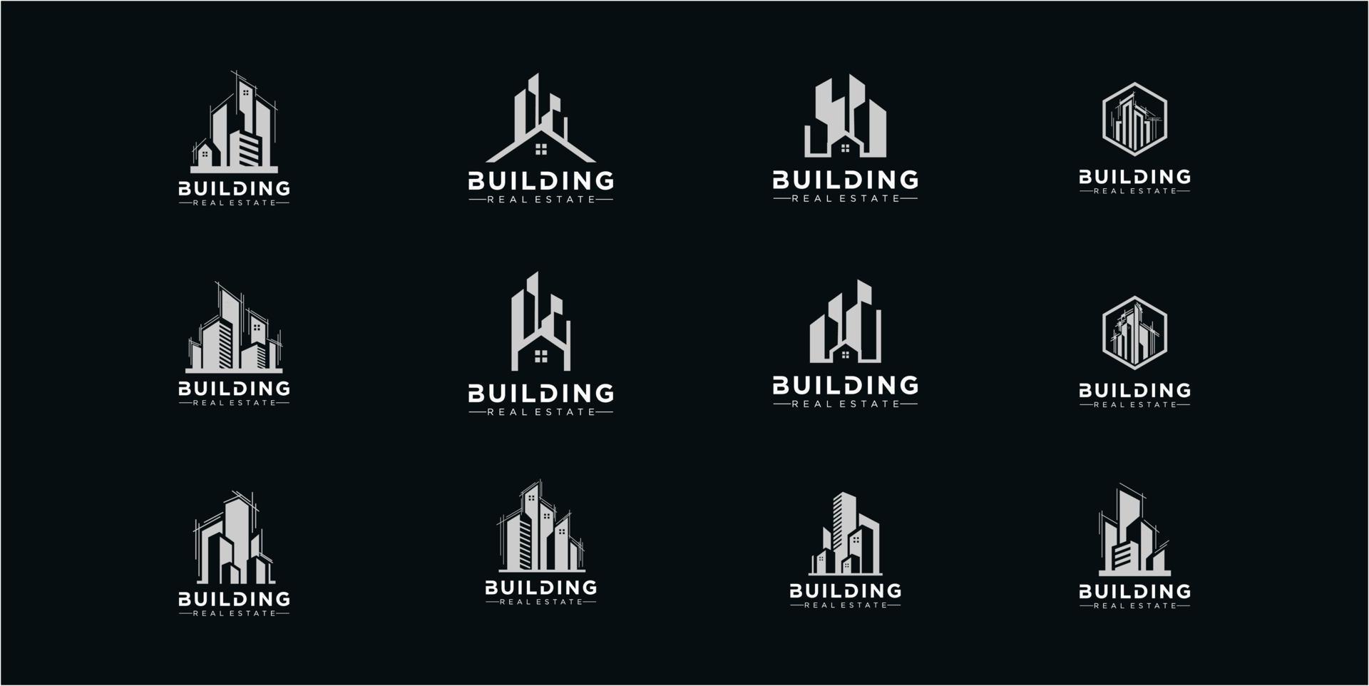 colecciones de diseño de logotipos de edificios creativos vector