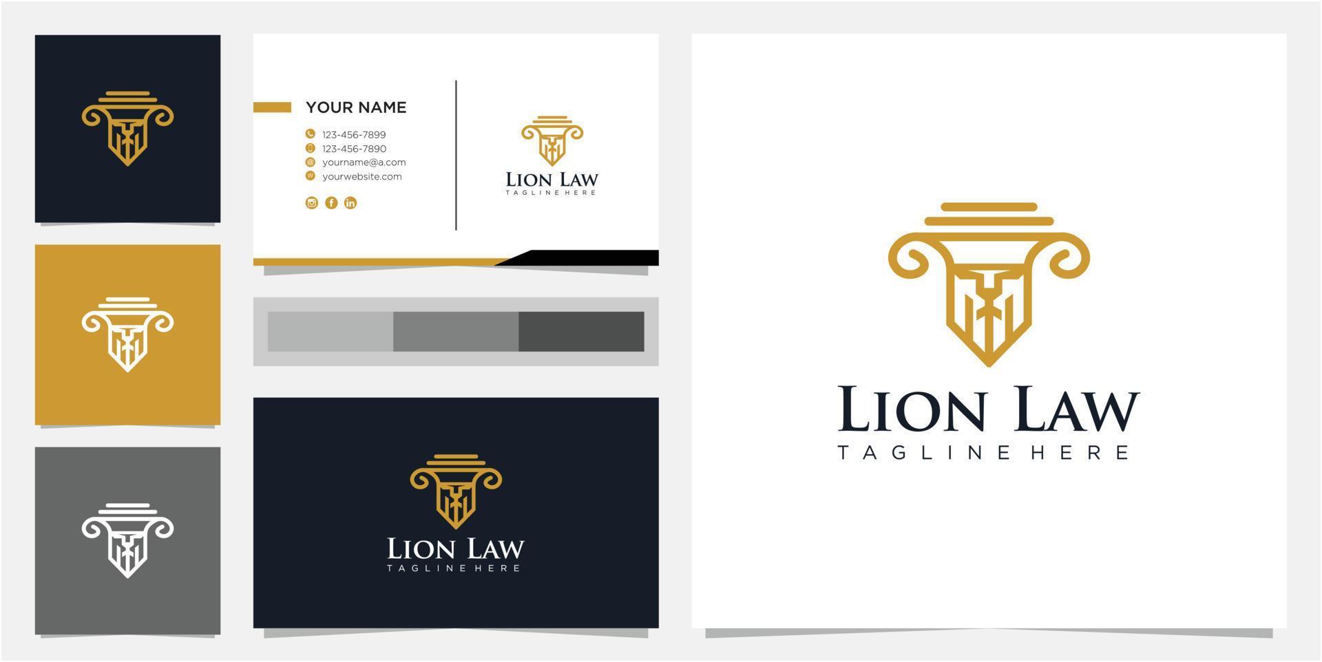 Lion law abstract with pillar logo luxury design vector