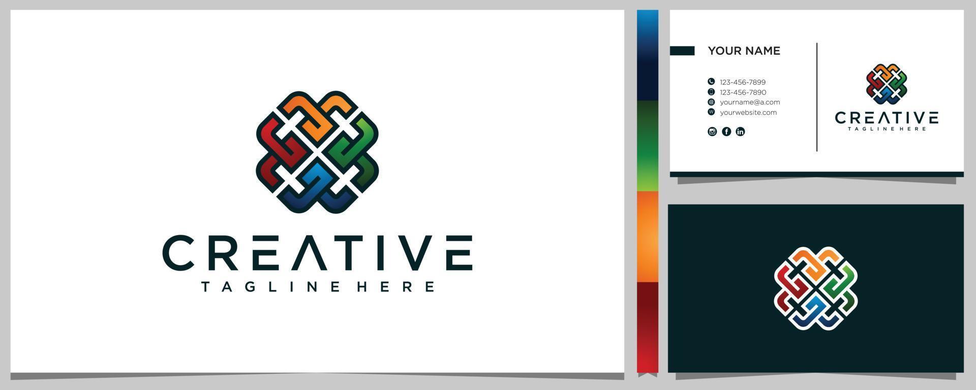 abstract Colorful logo design concept vector with business card premium. community logo design template