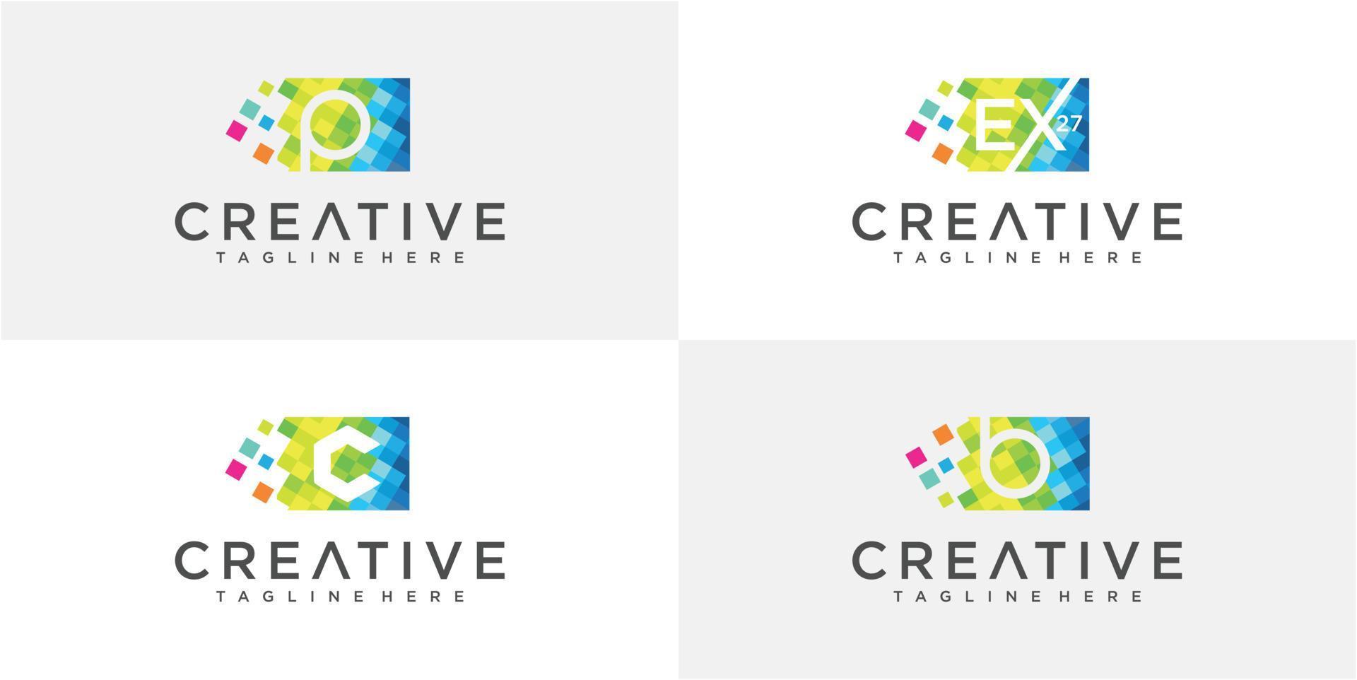 Set Of colorful Letter Logo design template vector