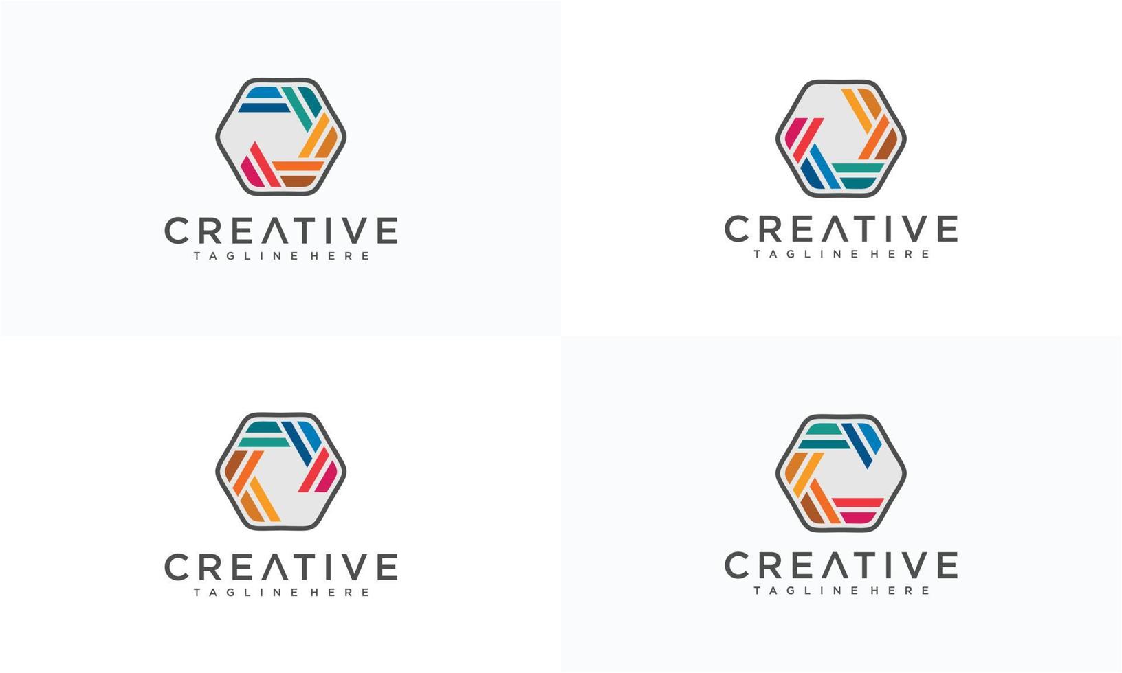 Colorful Abstract logo design in the hexagon vector
