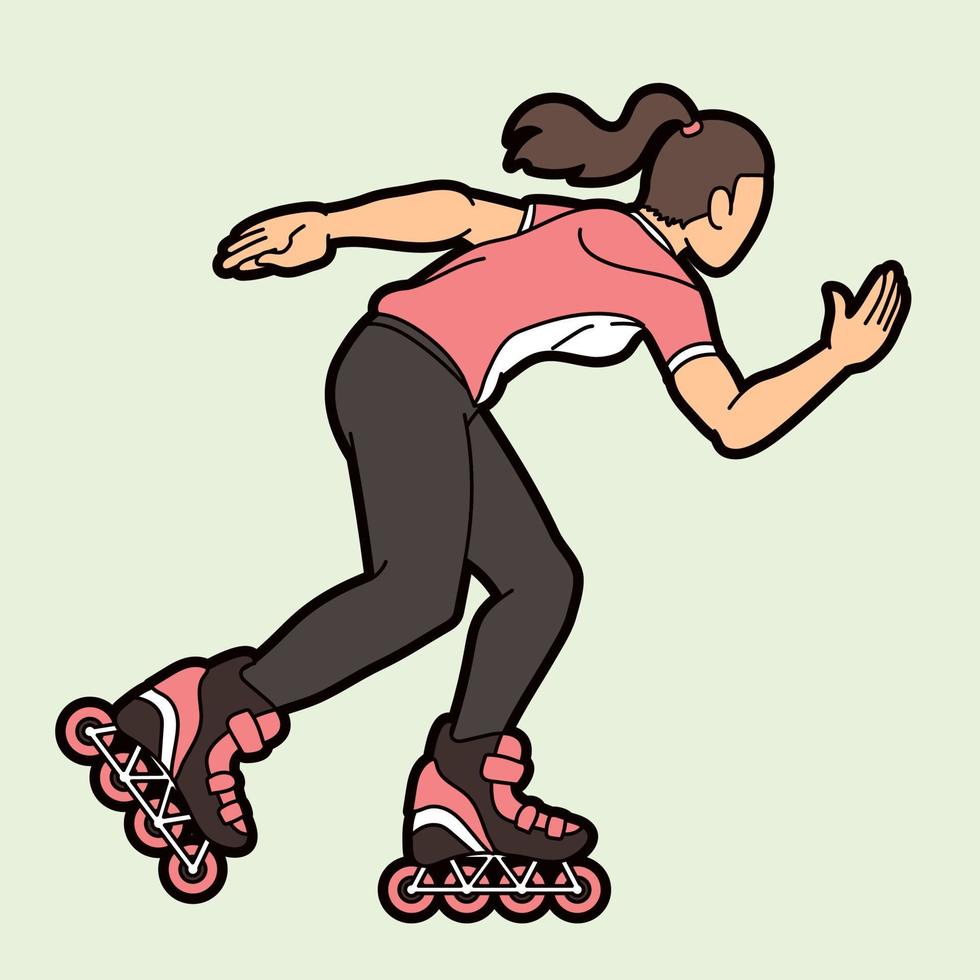 Roller blade Roller Skate Player Extreme Sport Cartoon Graphic Vector