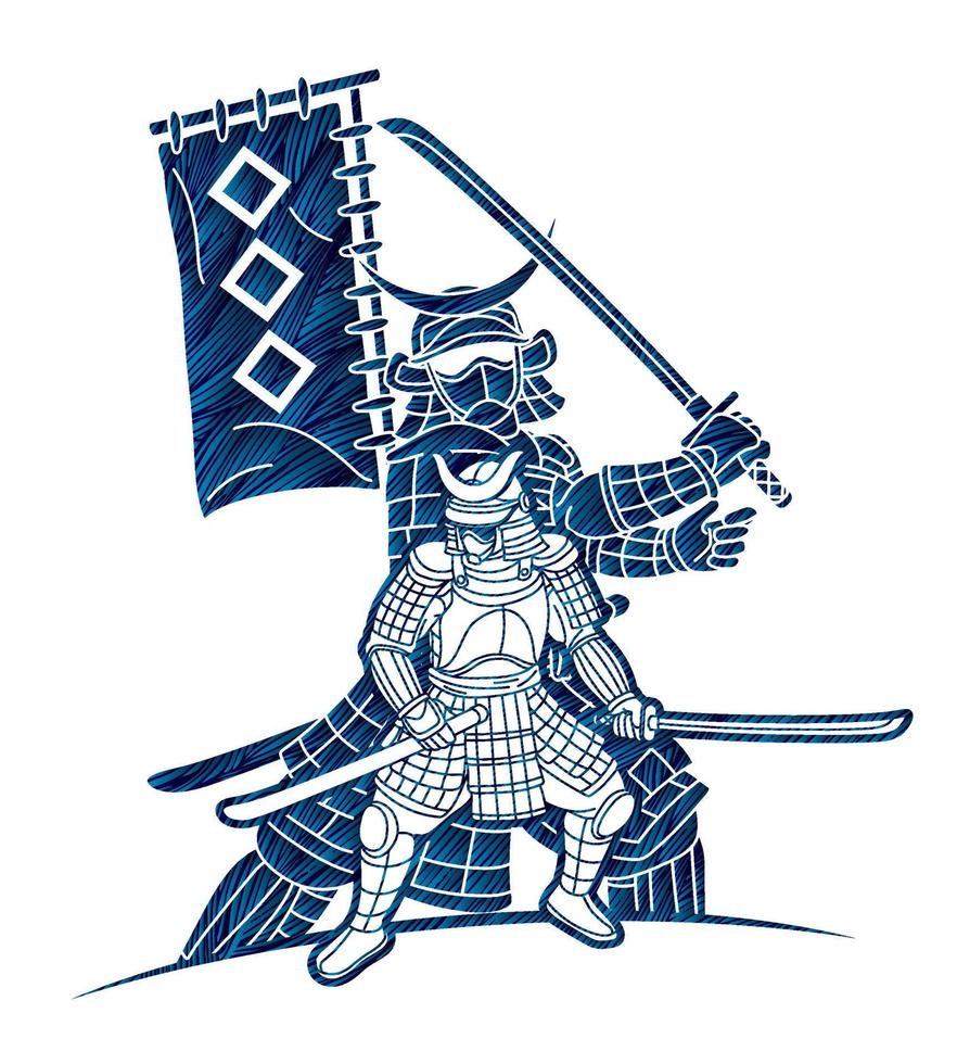 Samurai Warrior with Weapons vector