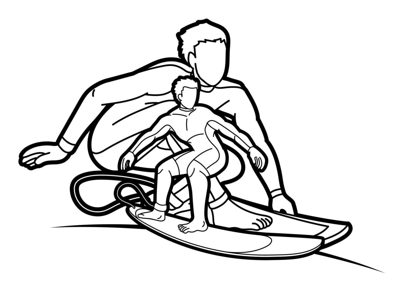 Outline Surfer Surfing Sport Men Player vector
