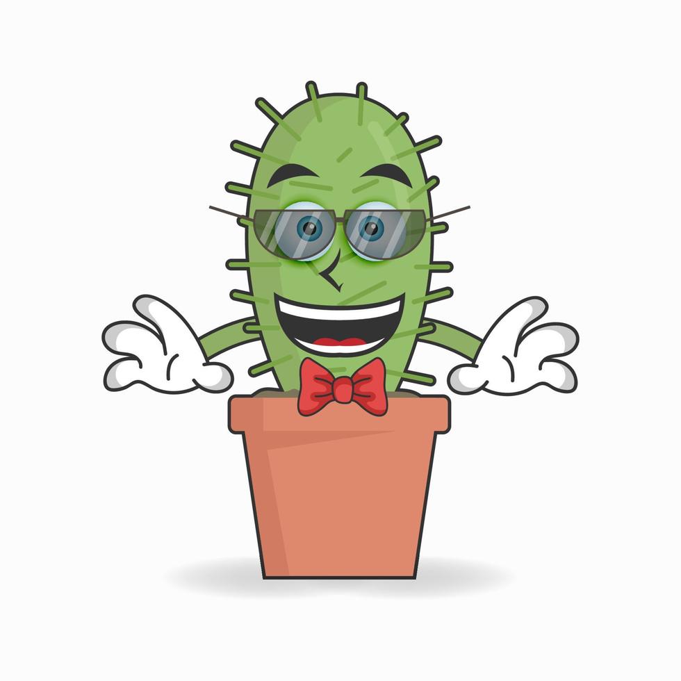 The Cactus mascot character becomes a businessman. vector illustration