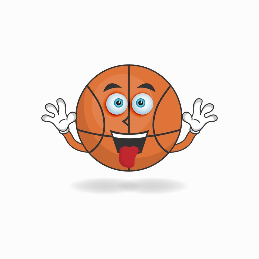 Basketball mascot character with laughing expression and sticking tongue. vector illustration