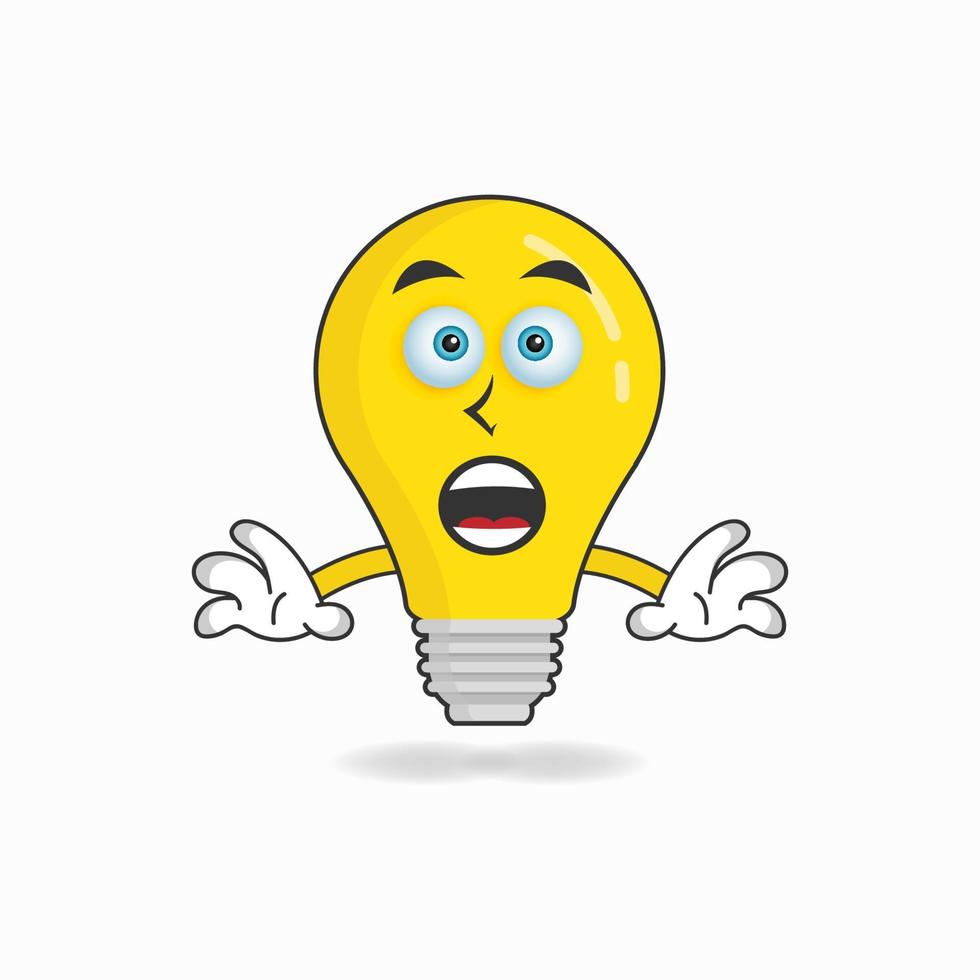 Bulb mascot character with shocked expression. vector illustration