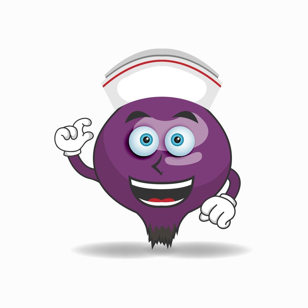 The Purple onion mascot character becomes a nurse. vector illustration