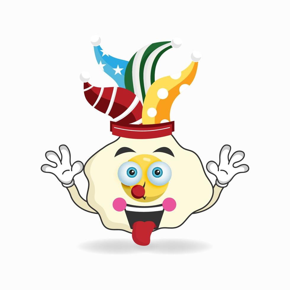 el personaje de la mascota del huevo se convierte en payaso. ilustración vectorial vector