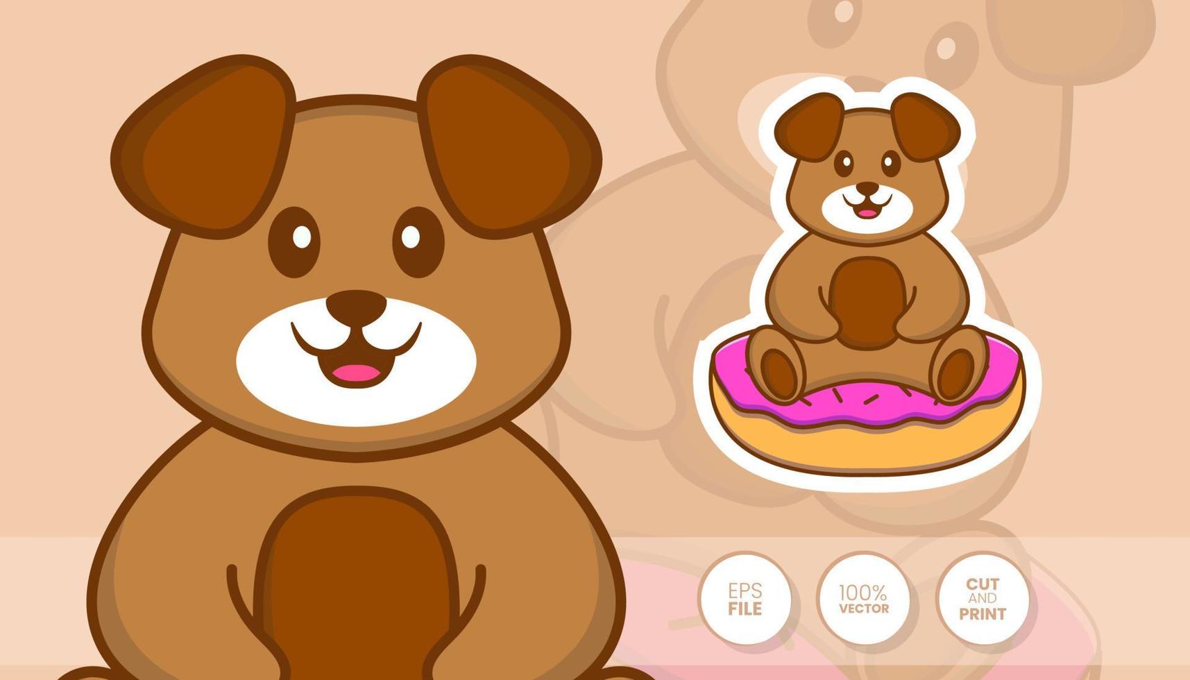 Hand drawn illustration of Cute dog. Cartoon character concept - Stickers vector