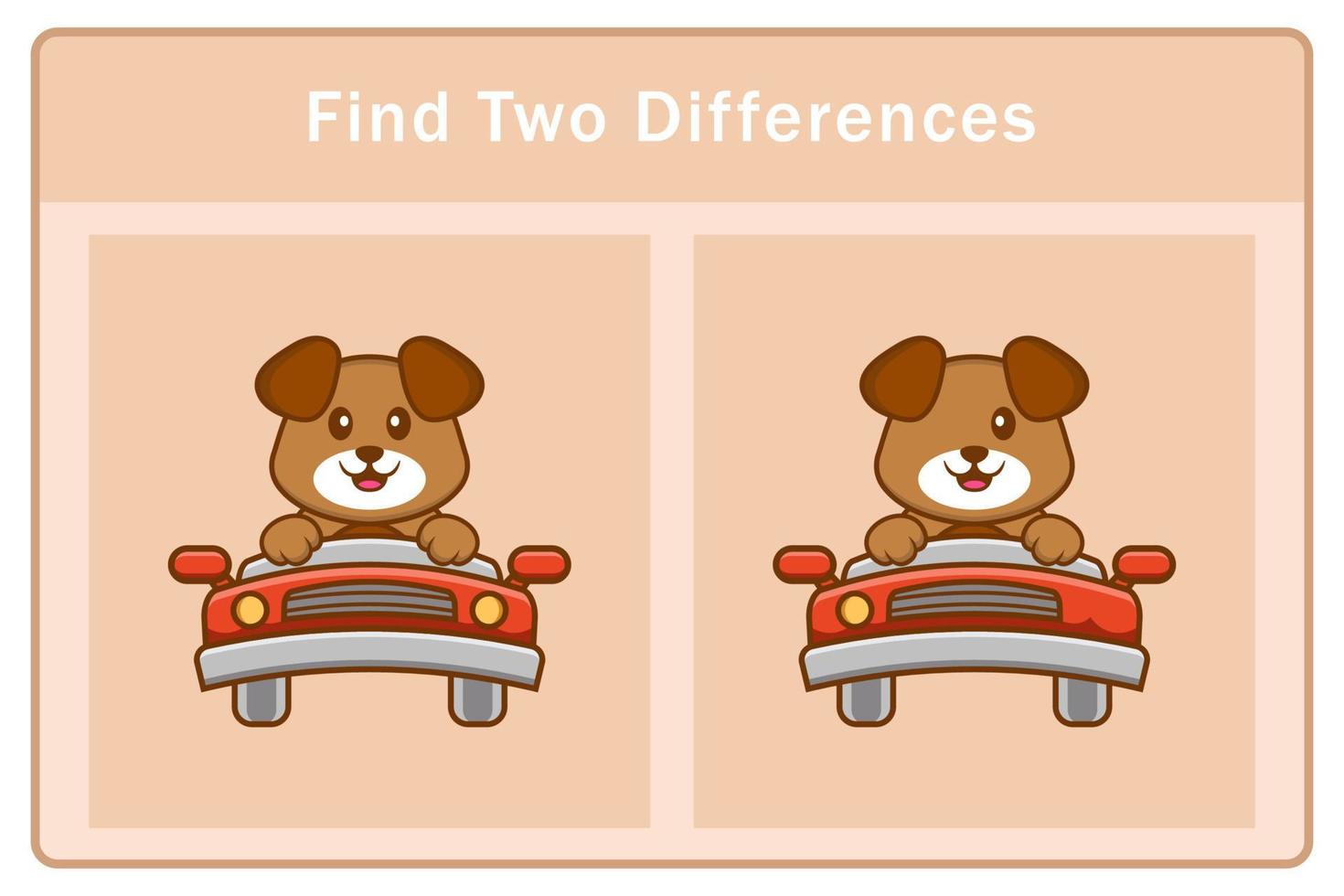 Cute dog cartoon character. Find differences. Educational game for children. Cartoon vector illustration