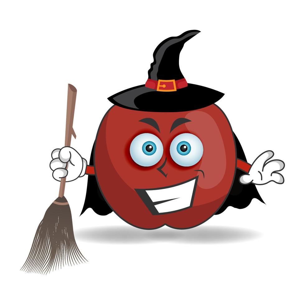 The Apple mascot character becomes a magician. vector illustration