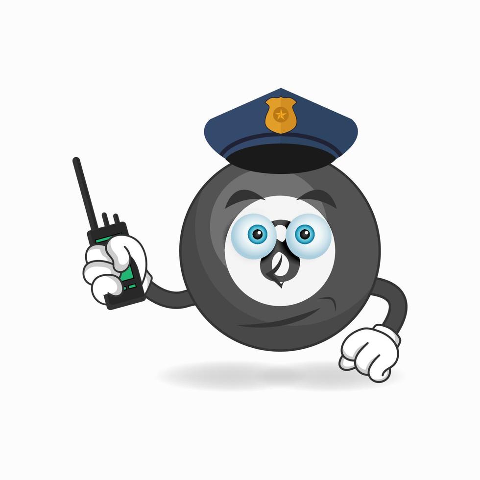 el personaje de la mascota de la bola de billar se convierte en policía. ilustración vectorial vector