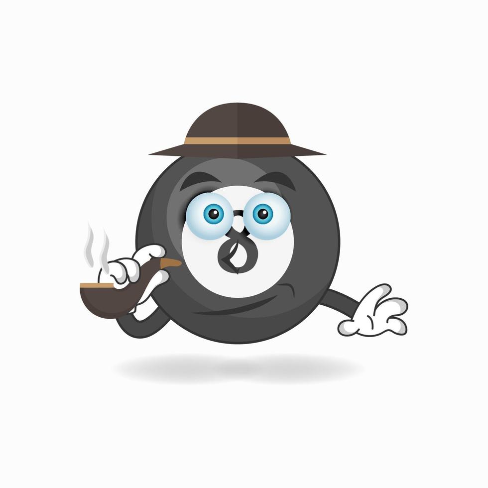 Billiard ball mascot character smoking. vector illustration