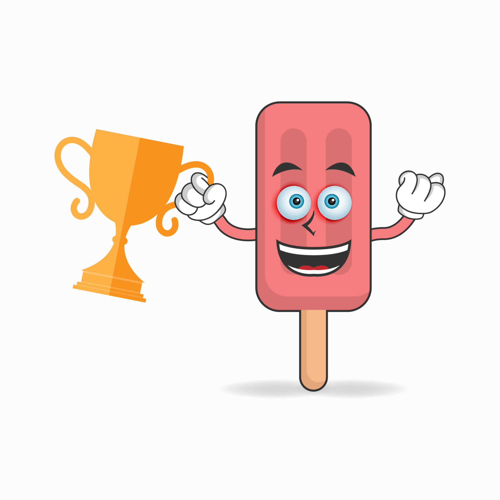 Red Ice Cream mascot character with a trophy in right hand. vector
