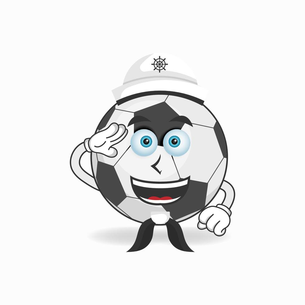 The Soccer Ball mascot character becomes a sailor. vector illustration