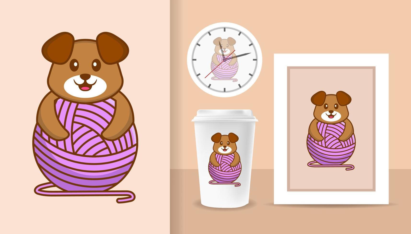 Cute dog cartoon character. Prints on T-shirts, sweatshirts, cases for mobile phones, souvenirs. Isolated vector illustration.