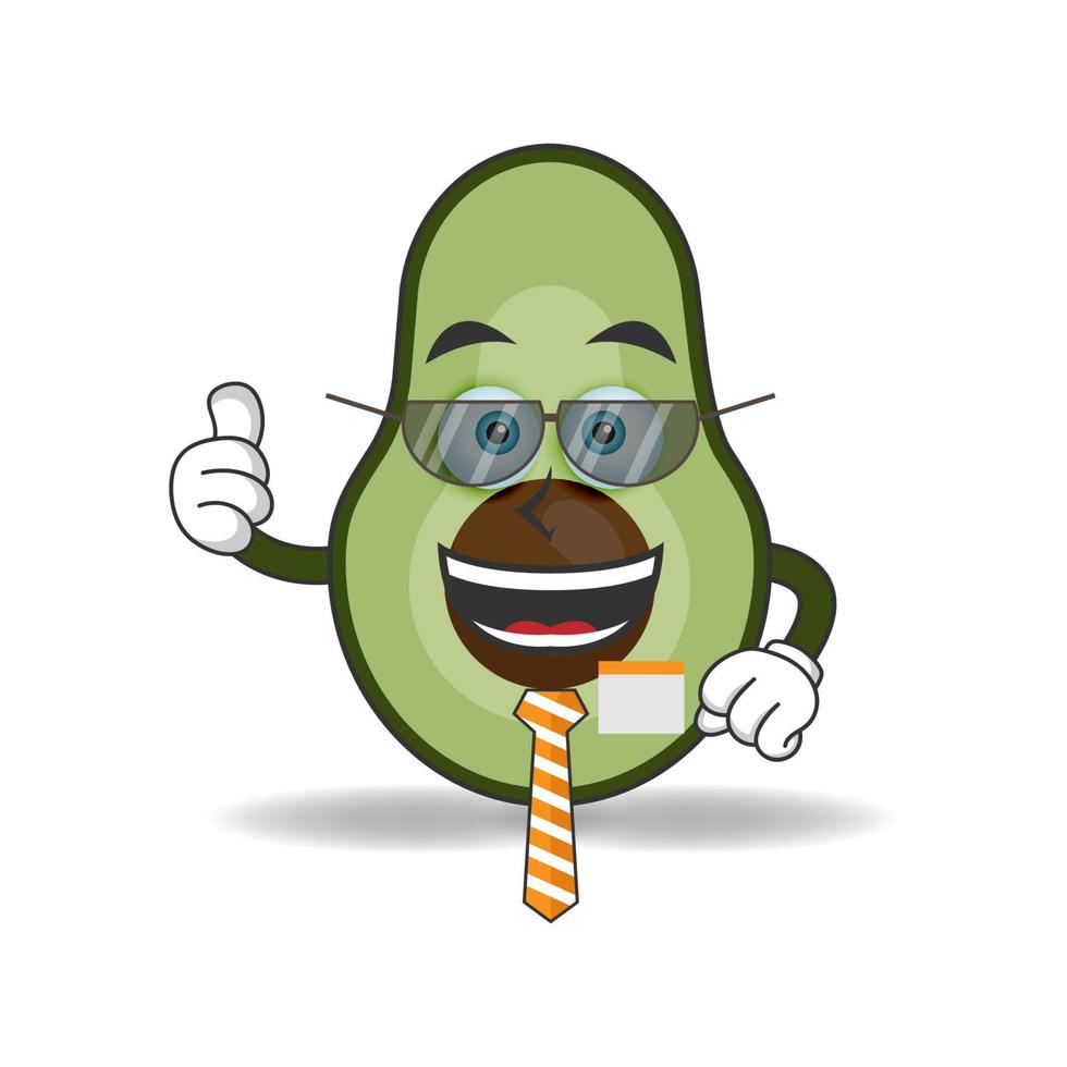 The Avocado mascot character becomes a businessman. vector illustration
