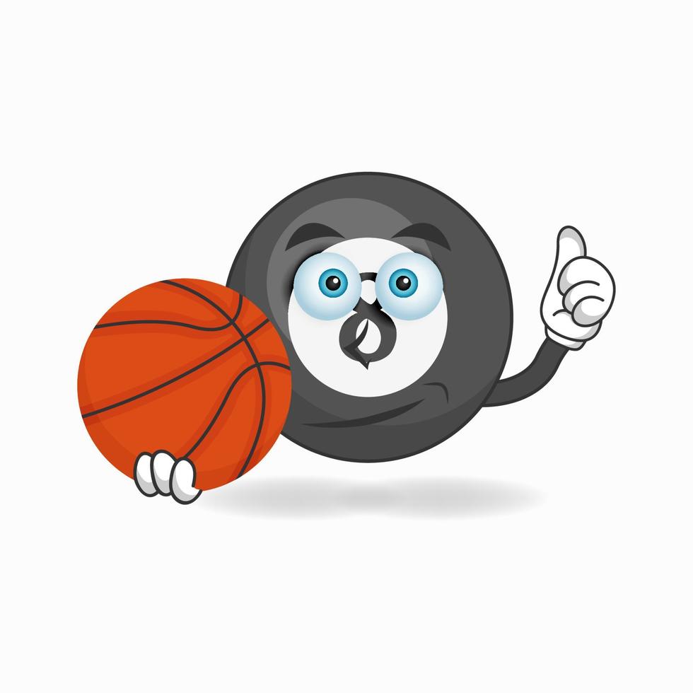 el personaje de la mascota de la bola de billar se convierte en jugador de baloncesto. ilustración vectorial vector