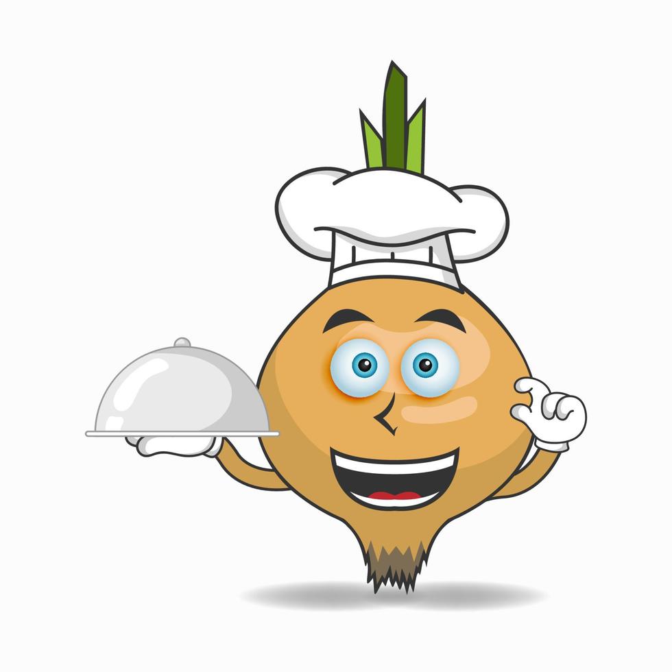 The Onion mascot character becomes a chef. vector illustration