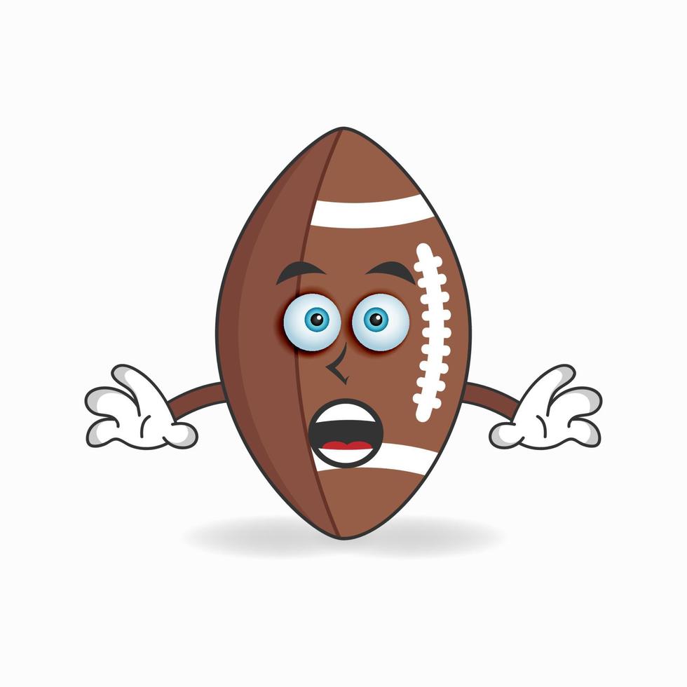American Football mascot character with shocked expression. vector illustration