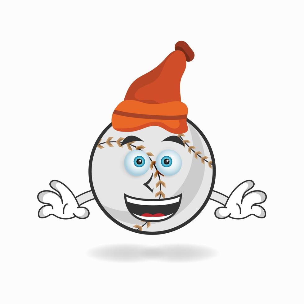The Baseball mascot character wearing a hat. vector illustration