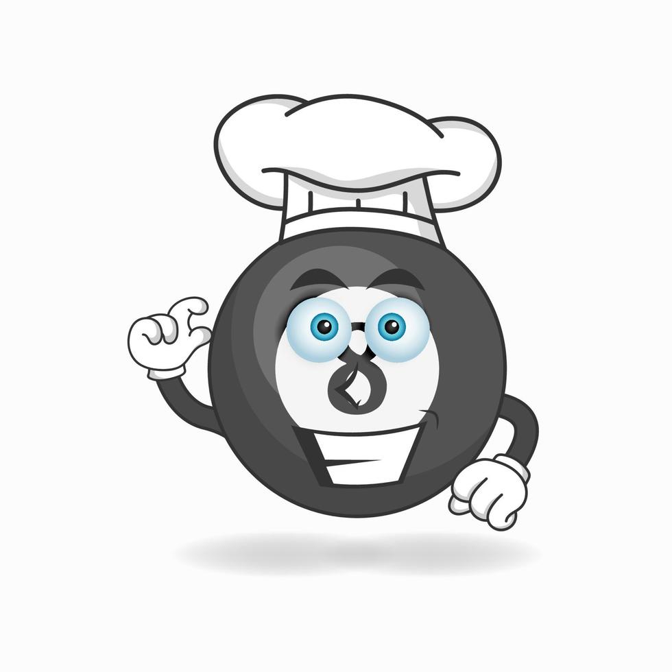 el personaje de la mascota de la bola de billar se convierte en chef. ilustración vectorial vector