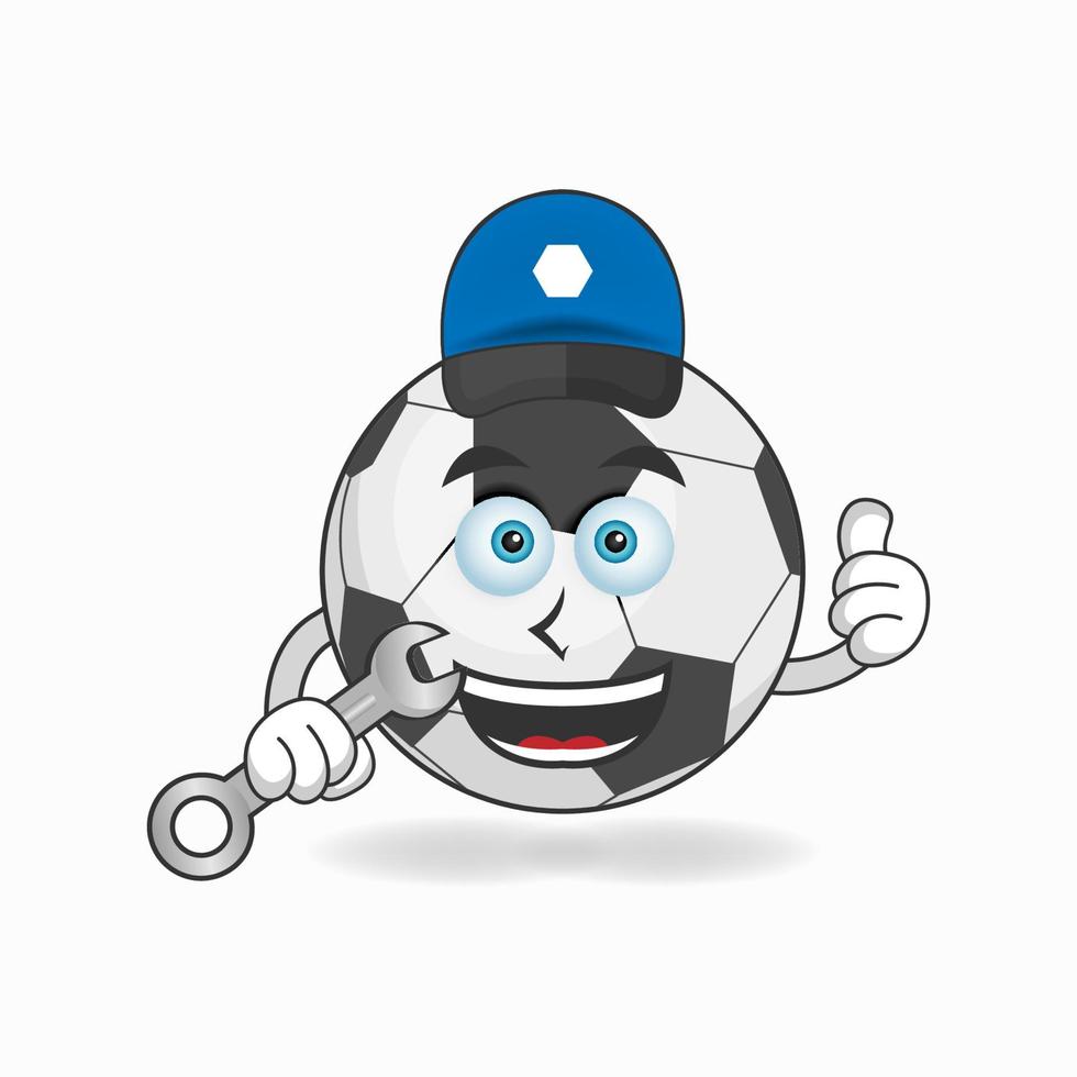 The Soccer Ball mascot character becomes a mechanic. vector illustration