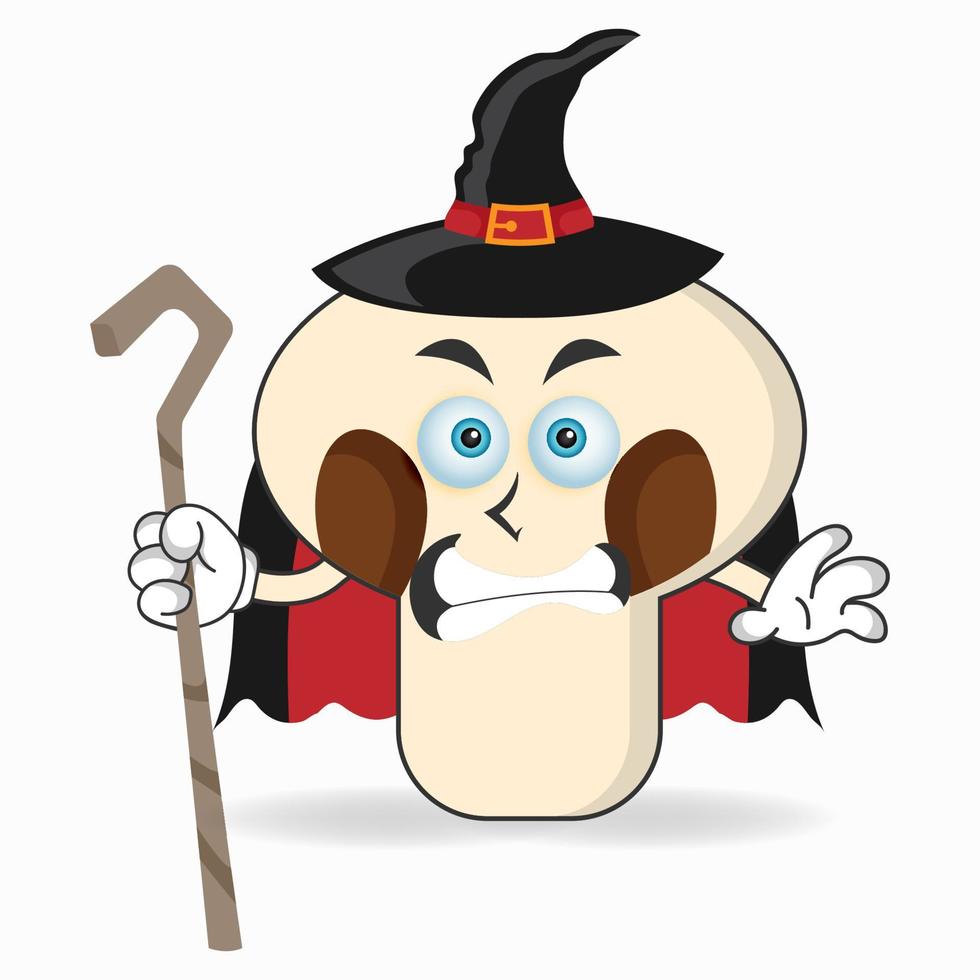 The mushrooms mascot character becomes a magician. vector illustration
