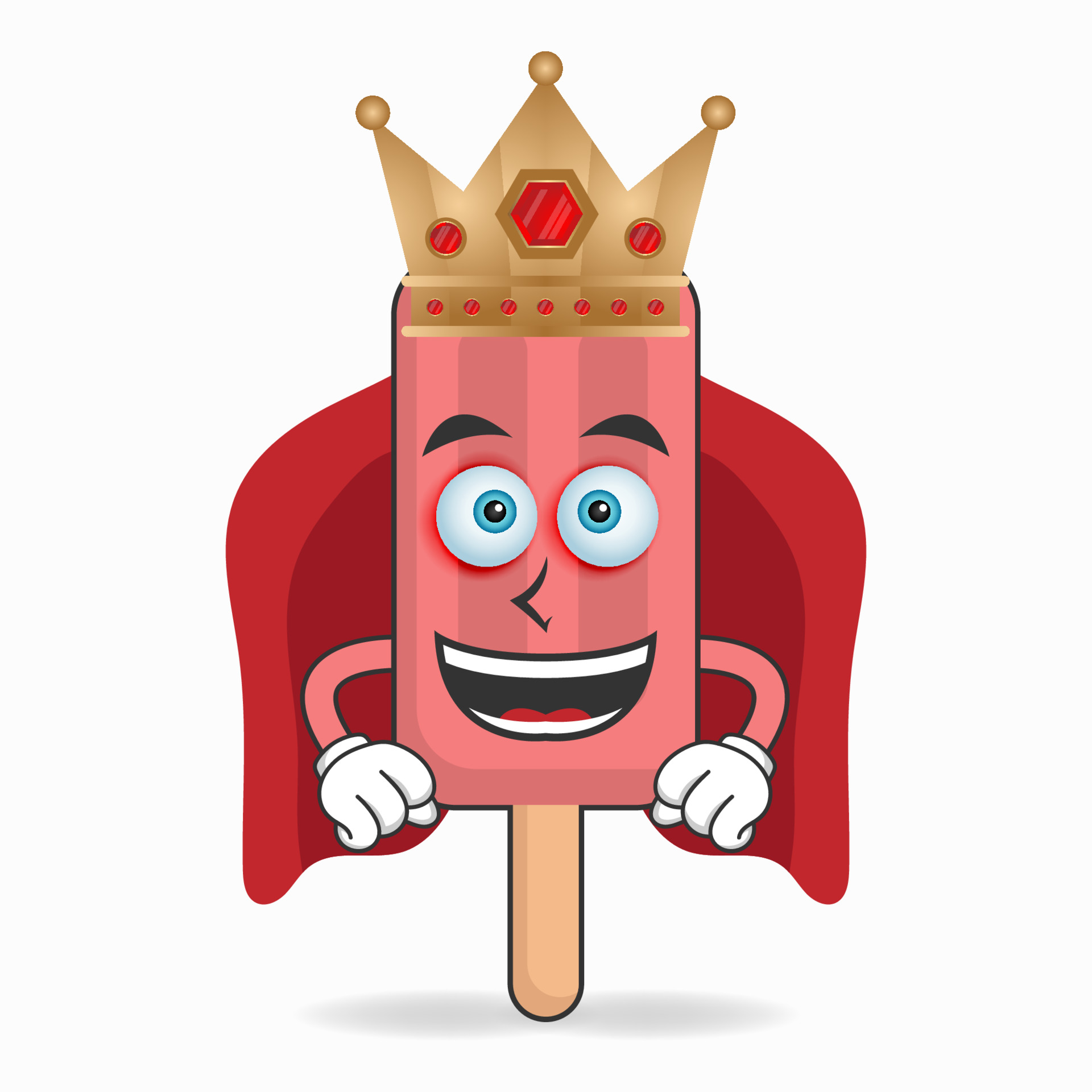The Red Ice Cream mascot character a king. vector illustration