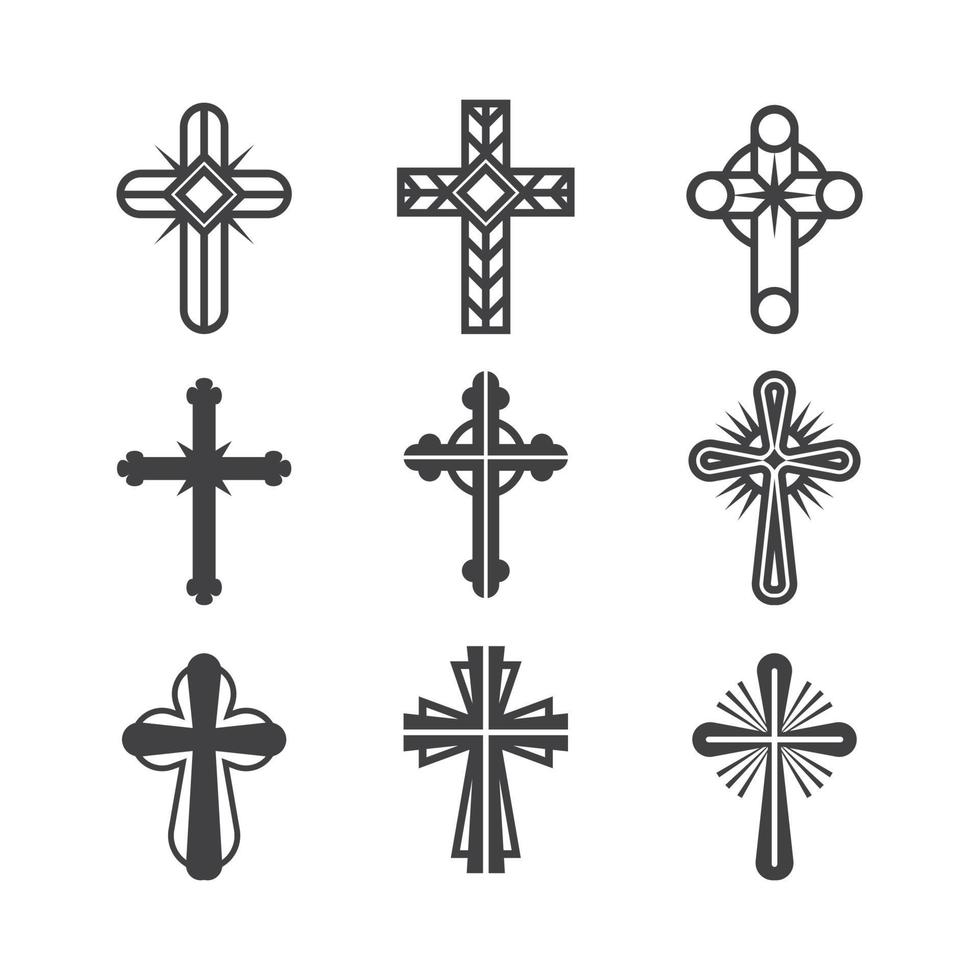 religión cruz simbolos cristianos catolicismo iconos tribales colección paz jesus fotos vector