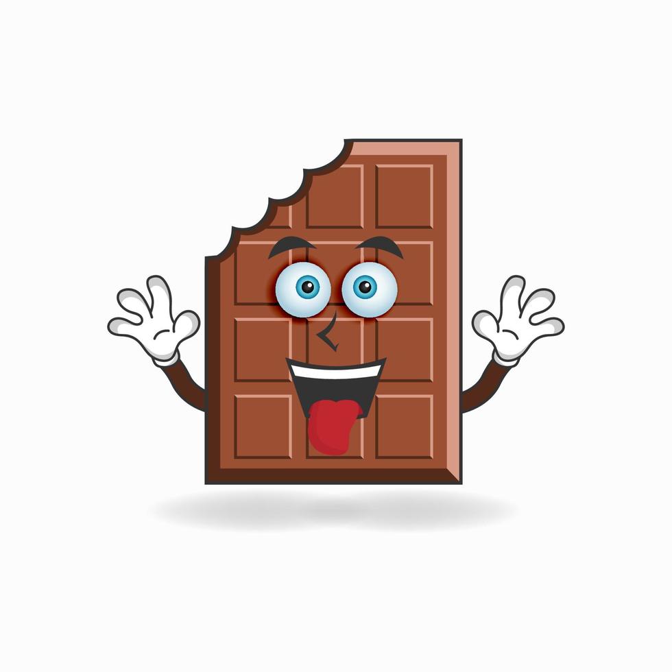 Personaje de mascota de chocolate con expresión de risa y lengua pegajosa. ilustración vectorial vector