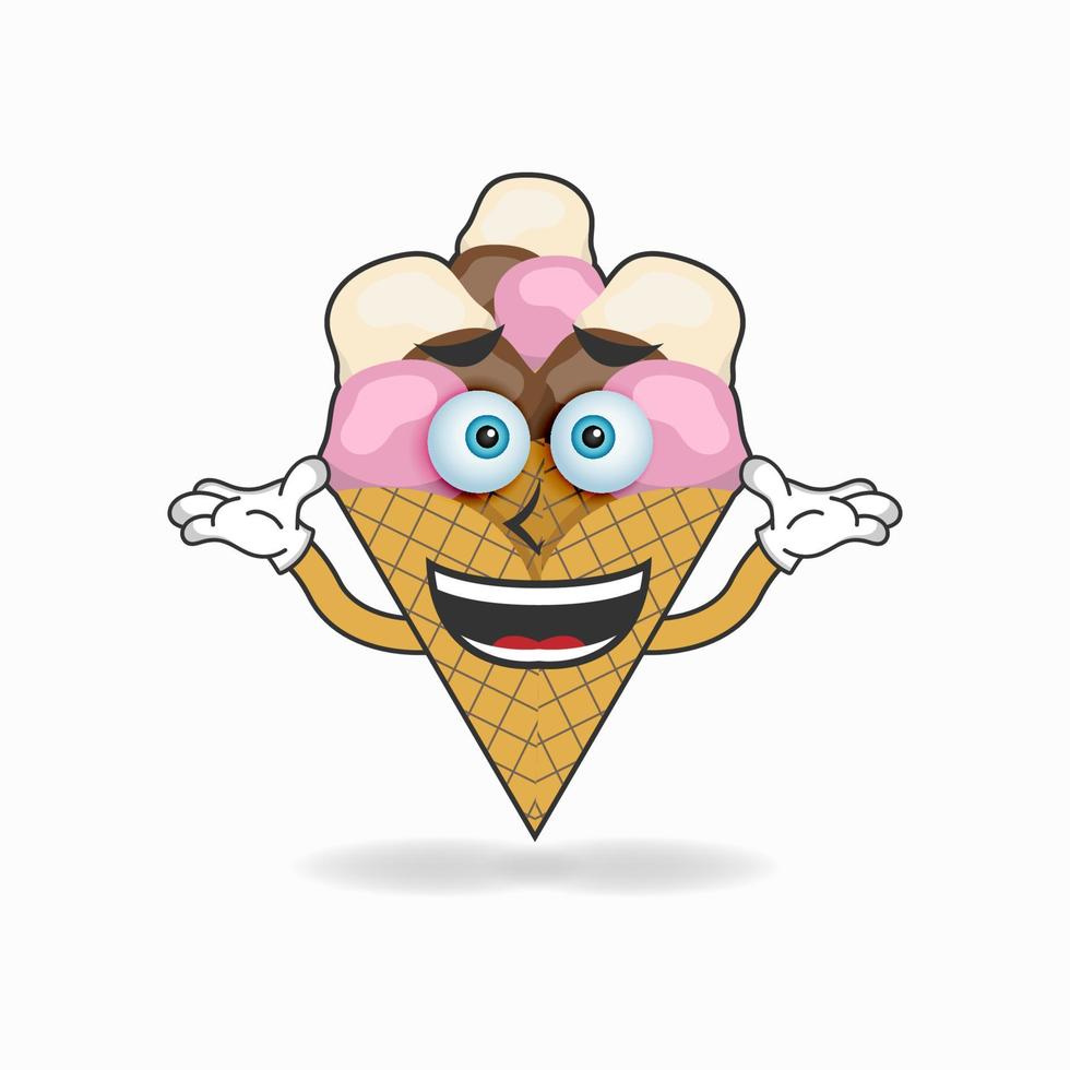 Ice Cream mascot character with a confused expression. vector illustration