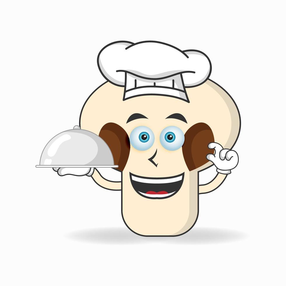 el personaje de la mascota de las setas se convierte en chef. ilustración vectorial vector